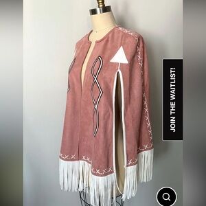 NWT Blue B Elegant Mauve Cape with Fringe Accents